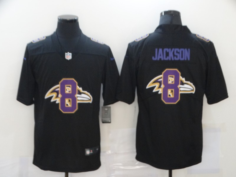 Men's Baltimore Ravens #8 Lamar Jackson Black Authentic Jersey